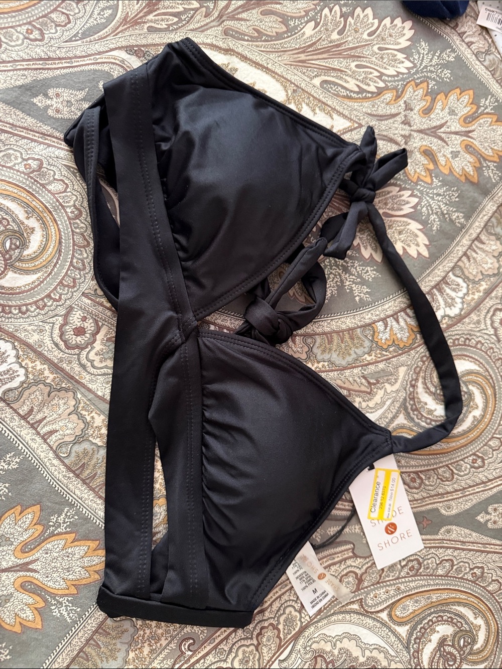 Shade & Shore Black Triangle Tie Bikini Top